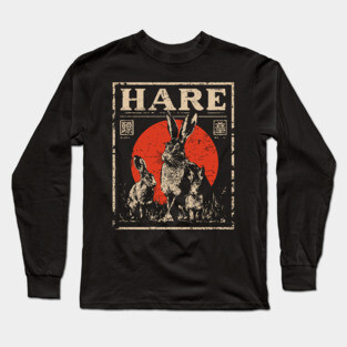 Hare Wildlife Poster - Vintage Swift Nature Runner Art Long Sleeve T-Shirt