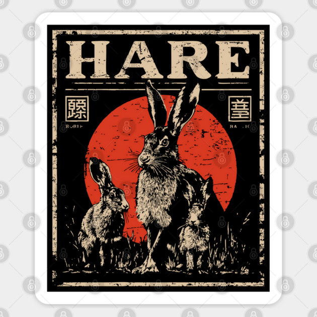 Hare Wildlife Poster - Vintage Swift Nature Runner Art Sticker by TuncGK