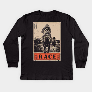 Horse Race Poster - Vintage Equestrian Speed and Strength Art Kids Long Sleeve T-Shirt