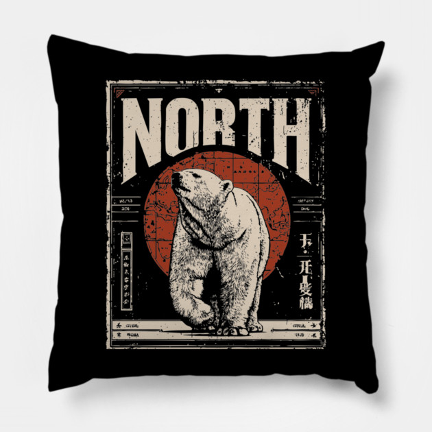 North Polar Bear Poster - Vintage Arctic Wildlife Adventure Art Pillow by TuncGK