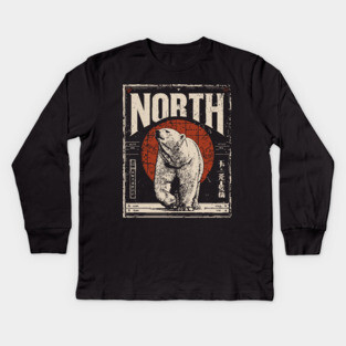 North Polar Bear Poster - Vintage Arctic Wildlife Adventure Art Kids Long Sleeve T-Shirt