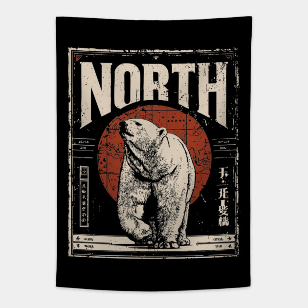North Polar Bear Poster - Vintage Arctic Wildlife Adventure Art Tapestry by TuncGK