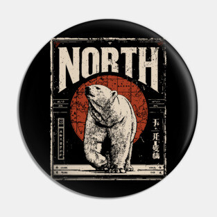 North Polar Bear Poster - Vintage Arctic Wildlife Adventure Art Pin