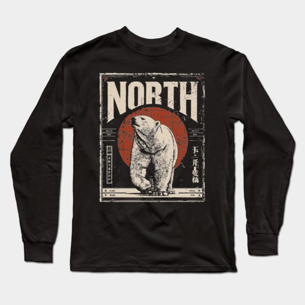 North Polar Bear Poster - Vintage Arctic Wildlife Adventure Art Long Sleeve T-Shirt by TuncGK