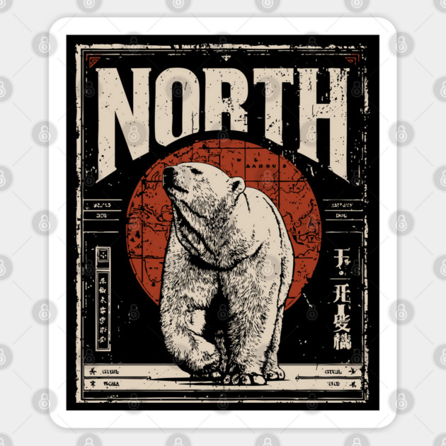 North Polar Bear Poster - Vintage Arctic Wildlife Adventure Art Sticker by TuncGK