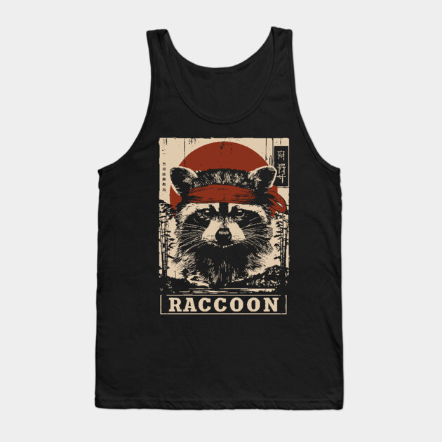 Raccoon Commando Poster - Vintage Mischievous Forest Warrior Art Tank Top by TuncGK