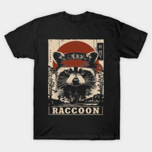 Raccoon Commando Poster - Vintage Mischievous Forest Warrior Art T-Shirt