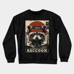 Raccoon Commando Poster - Vintage Mischievous Forest Warrior Art Crewneck Sweatshirt