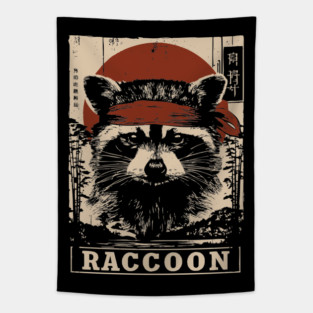 Raccoon Commando Poster - Vintage Mischievous Forest Warrior Art Tapestry