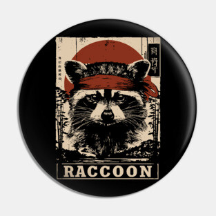 Raccoon Commando Poster - Vintage Mischievous Forest Warrior Art Pin