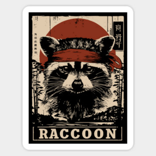 Raccoon Commando Poster - Vintage Mischievous Forest Warrior Art Magnet
