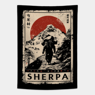 Sherpa Climber Poster - Vintage Mountain Journey and Spirit Art Tapestry