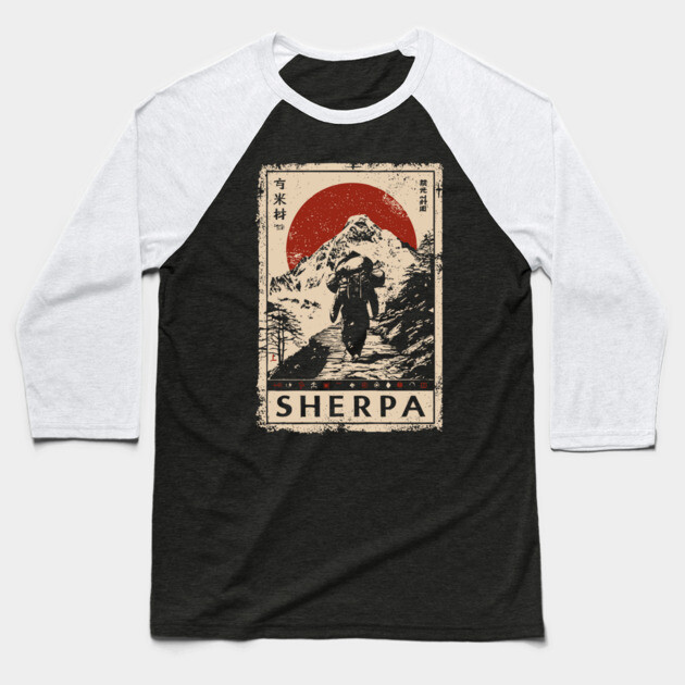 Sherpa Climber Poster - Vintage Mountain Journey and Spirit Art Baseball T-Shirt by TuncGK
