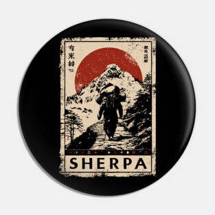 Sherpa Climber Poster - Vintage Mountain Journey and Spirit Art Pin