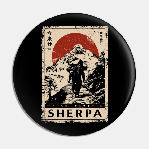 Sherpa Climber Poster - Vintage Mountain Journey and Spirit Art Pin by TuncGK
