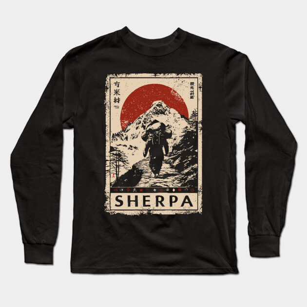 Sherpa Climber Poster - Vintage Mountain Journey and Spirit Art Long Sleeve T-Shirt by TuncGK