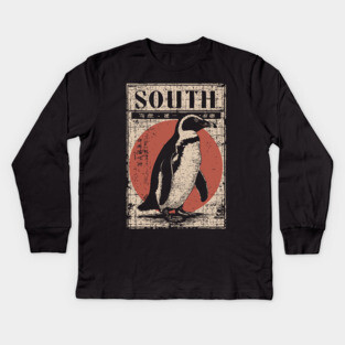 South Penguin Poster - Vintage Antarctic Explorer Wildlife Art Kids Long Sleeve T-Shirt