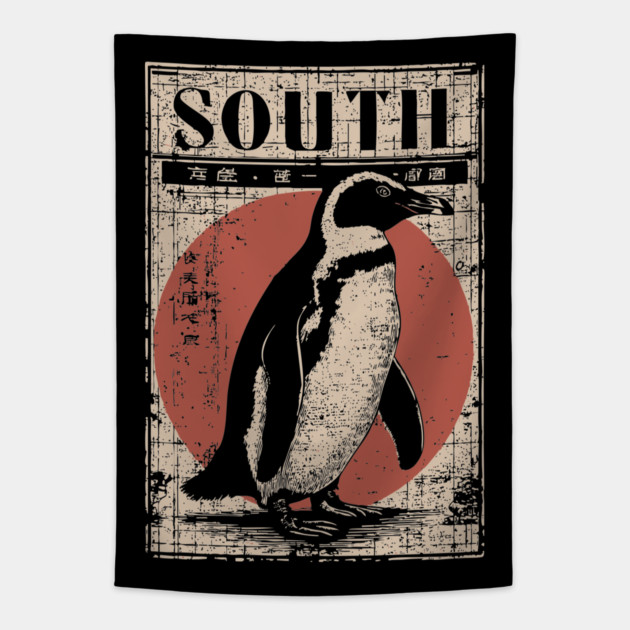 South Penguin Poster - Vintage Antarctic Explorer Wildlife Art Tapestry by TuncGK