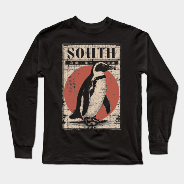 South Penguin Poster - Vintage Antarctic Explorer Wildlife Art Long Sleeve T-Shirt by TuncGK
