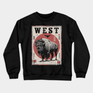 West Bison Poster - Vintage American Frontier Spirit Art Crewneck Sweatshirt