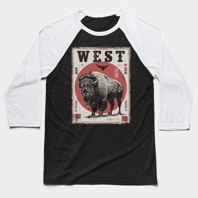 West Bison Poster - Vintage American Frontier Spirit Art Baseball T-Shirt by TuncGK
