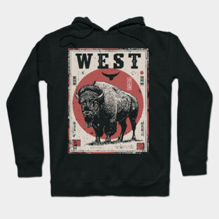West Bison Poster - Vintage American Frontier Spirit Art Hoodie