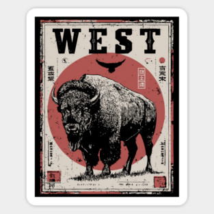West Bison Poster - Vintage American Frontier Spirit Art Magnet