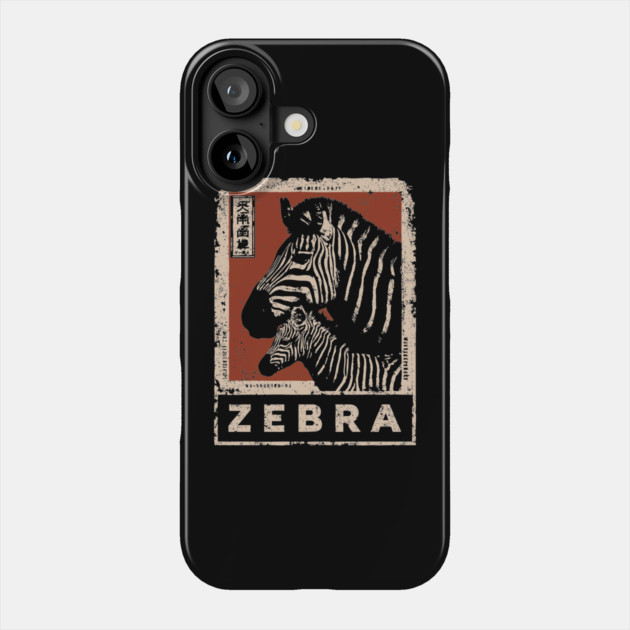 Zebra and Baby Poster - Vintage Wild Savanna Stripes Art Phone Case by TuncGK