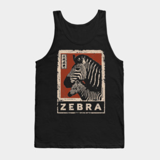 Zebra and Baby Poster - Vintage Wild Savanna Stripes Art Tank Top
