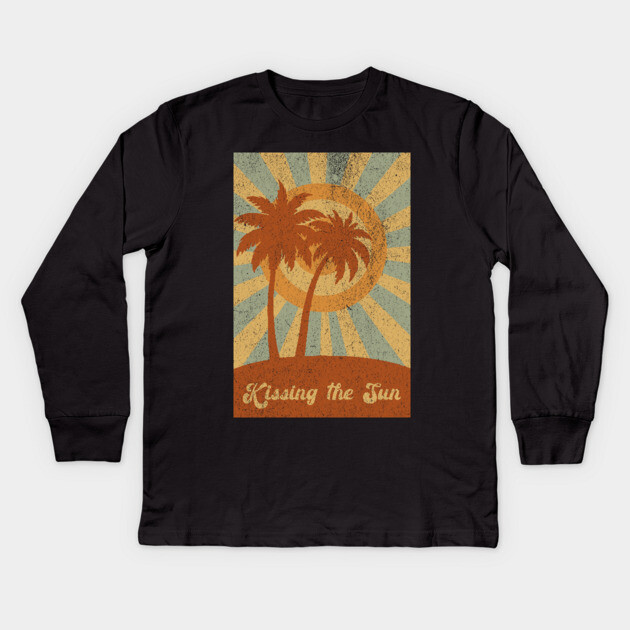 Palm Trees Kissing the Sun Kids Long Sleeve T-Shirt by DonWillisJrArt
