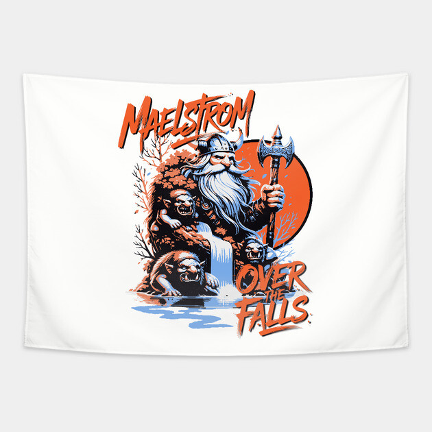 Maelstrom Over the Falls Norway Pavilion Around the World Tapestry by Joaddo