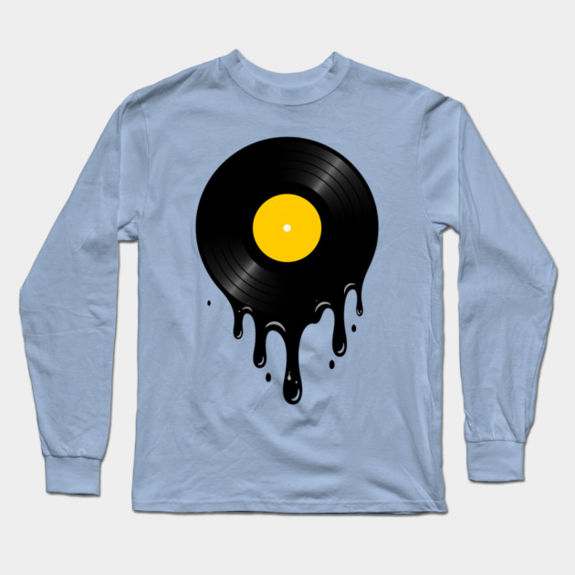 Time Melts Away: Melting Vinyl Record Design Long Sleeve T-Shirt by UrbanLifeApparel
