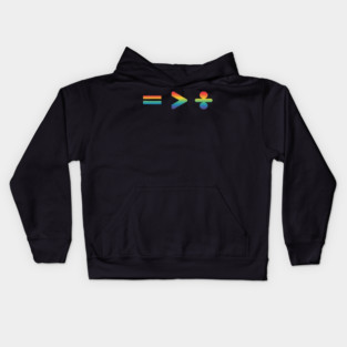 LGBT Pride Equal Greater Than Divide Rainbow Flag Kids Hoodie