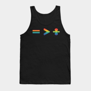 LGBT Pride Equal Greater Than Divide Rainbow Flag Tank Top