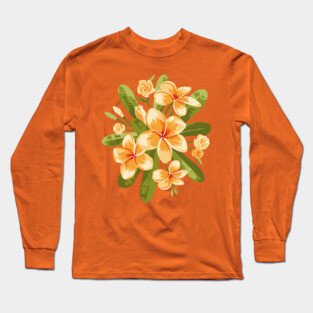 Orange Plumeria flowers Long Sleeve T-Shirt