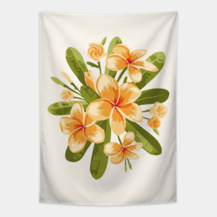 Orange Plumeria flowers Tapestry