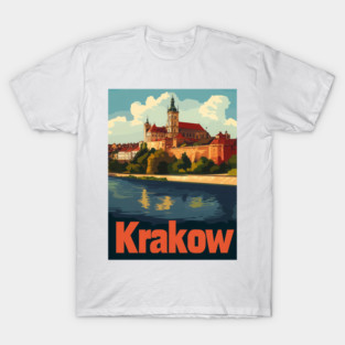Wawel Castle stands proudly on the banks of the Vistula River, showcasing its stunning architecture against a bright blue sky. Colorful T-Shirt