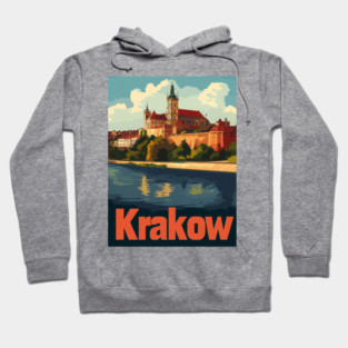 Wawel Castle stands proudly on the banks of the Vistula River, showcasing its stunning architecture against a bright blue sky. Colorful Hoodie