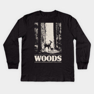 Deer and Her Baby in the Woods Kids Long Sleeve T-Shirt