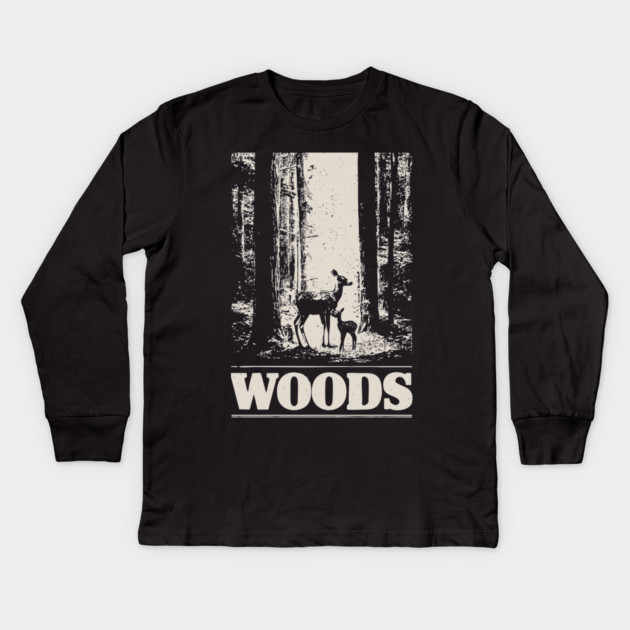 Deer and Her Baby in the Woods Kids Long Sleeve T-Shirt by TuncGK