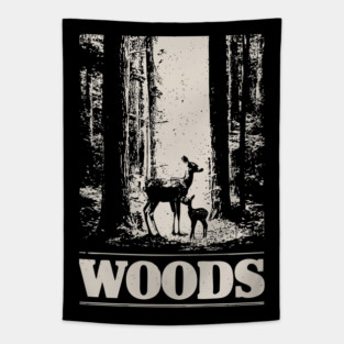 Deer and Her Baby in the Woods Tapestry