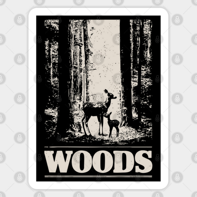 Deer and Her Baby in the Woods Sticker by TuncGK