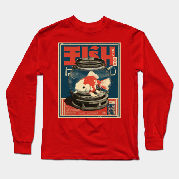 Fish in Bowl - Japanese Poster Style Long Sleeve T-Shirt by TuncGK