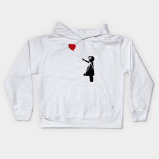 BANKSY Red Heart Balloon Girl Kids Hoodie