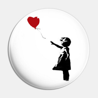 BANKSY Red Heart Balloon Girl Pin