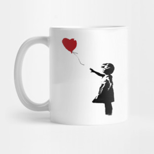 BANKSY Red Heart Balloon Girl Mug