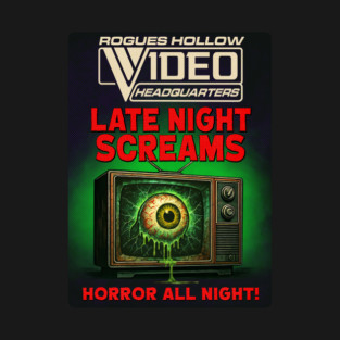 Late Night Screams Sticker - Rogues Hollow Video T-Shirt