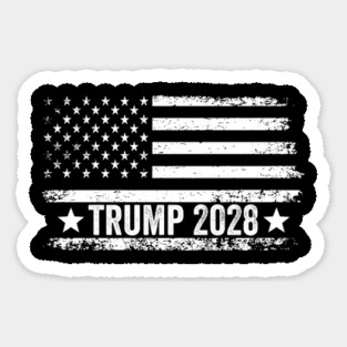Trump 2028 Grunge American Flag Political Sticker