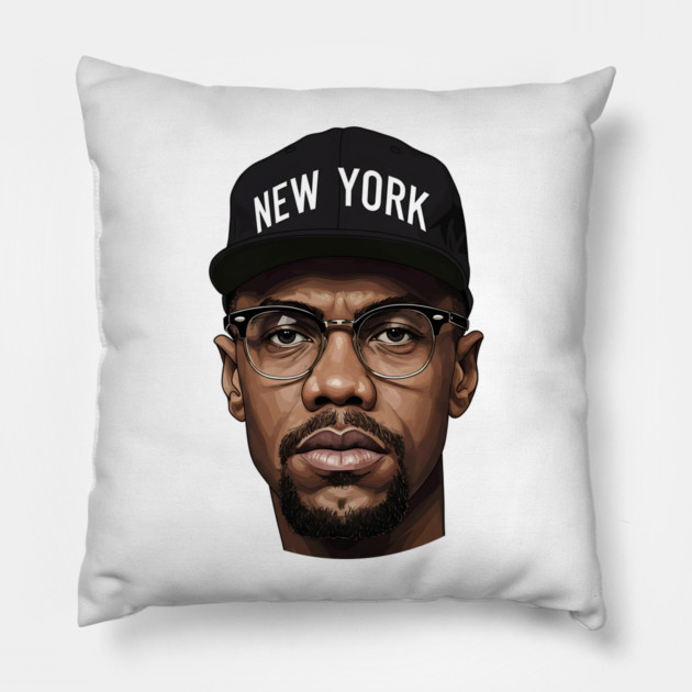 Malcolm X New York Pillow by UrbanLifeApparel
