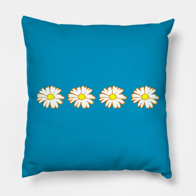 Groovy Daisy Row – Retro Floral Pillow by DonWillisJrArt